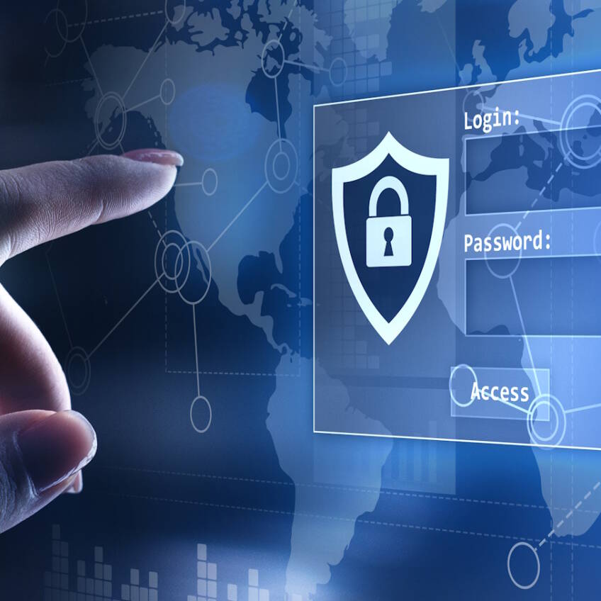 A person reaching out to fill in a login prompt to access the site